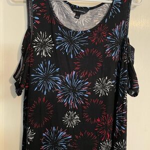 Rock & Republic Black Firework Cold Shoulder Top